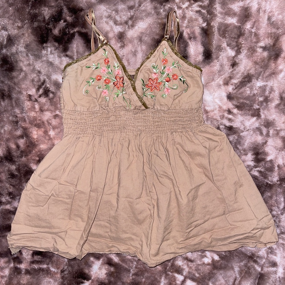 Speed Control brown with flowers tank top size small